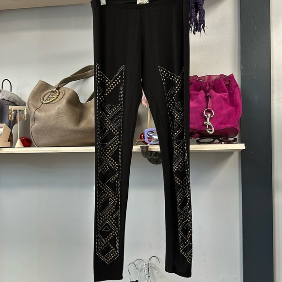 VOCAL LEGGINGS WITH RHINESTONES AND STUDS SIZE MED - Picture 1 of 7